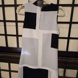 Vince Camuto Mod Black and White Colorblock Shift Dress